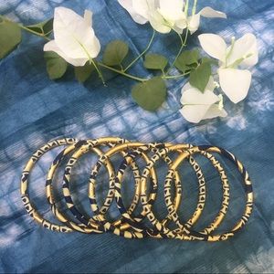 7 African wax print covered bracelets bangle set